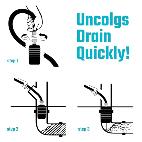 DURATECH Drain Bladder, Large Drain Cleaning Bladder, Fits 4" to 6" Drain Pipes, Unclogs Stubborn Blockages in Kitchen Sinks, bathtubs, Showers, and Main drains - style: Large