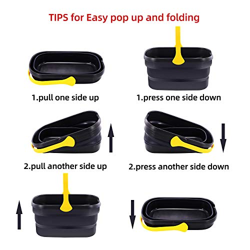 Yocada Collapsible Plastic Bucket Mop Bucket and Sponge Mop Kit Home Commercial Tile Floor Bathroom Garage Cleaning with Total 2 Sponge Heads Telescopic 42.5-52 Inches Easily Dry Wringing Yellow