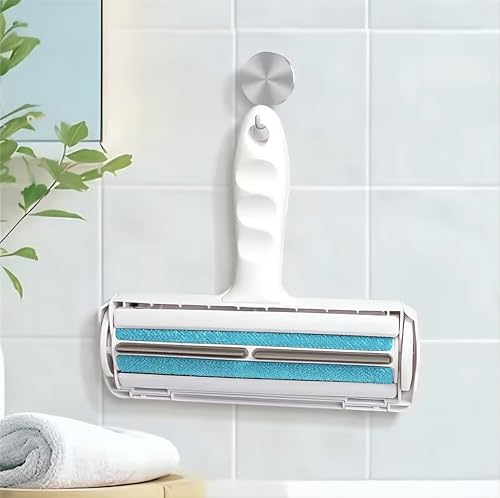 Reusable Pet Hair Remover Roller – Dog & Cat Fur Lint Cleaner for Sofa, Carpet, Bed & Car Seats – No Adhesive Required (White/Blue) - color: White/Blue
