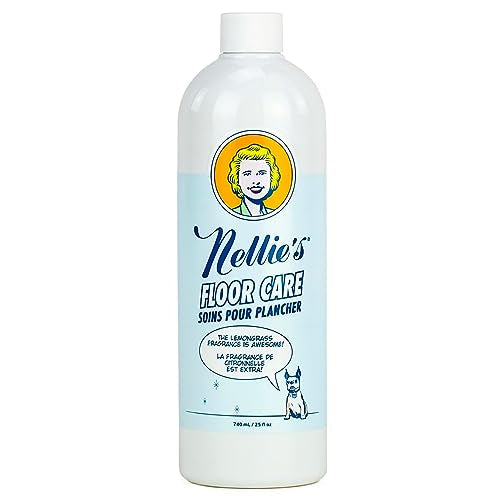 Nellie's Floor Care – Plant-Based Floor Cleaner for Hardwood, Tile, Ceramic, and More – Effectively Lifts Dirt and Odors – Fresh Lemongrass Scent (25 fl oz) - Made in Canada