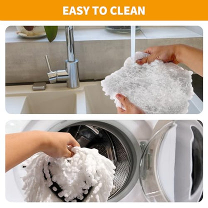 7-Pack Mop Heads Replacements Compatible with O Cedar EasyWring 1 Tank, Includes 4 Microfiber Spin Mops Replace Head, 2 Scrub Brushes, and 1 Base, Reusable and Machine Washable for Cleaning Floors
