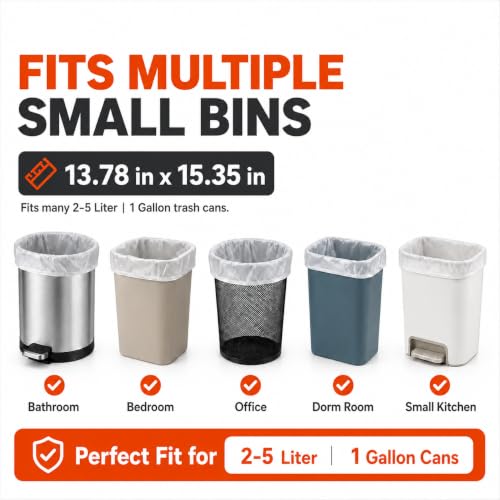 1 Gallon Small Trash Bags Garbage Bags by RayPard, 216 Counts, fit 0.5,0.8,1 Gal Waste Basket, 3-4.5 Liter mini Trash Can Liners for Home Office Kitchen Bathroom Bedroom, Clear - style: 216-1 Gallon-Clear