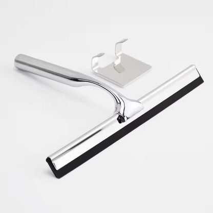All-Purpose Shower Squeegee for Shower Doors, Bathroom, Windows, Mirrors, Tiles, and Car Glass – 11 Inches Stainless Steel with Hook (Silver)
