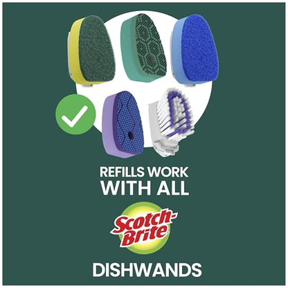 Scotch-Brite Non-Scratch Dishwand Kit, Includes 1 Wand & 8 Refill Pads, Keep Hands Out of the Mess, Blue