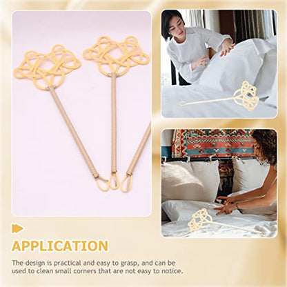 Carpet Duster 2 Pack Rattan Reed Carpet Quilt Carpet Fluffer Long Handle Quilt Tool Hardwood Paddle Rug Remover
