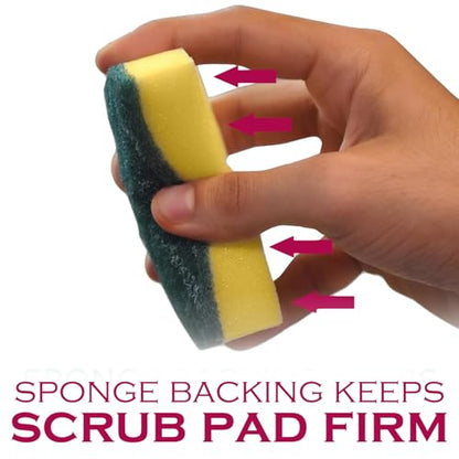 York Scouring Scrubby Non-Scratching Sponge - Pack of 6, Gentle and Effective Cleaning Sponges for Kitchen, Non-Stick Cookware, Glassware, and Household Surfaces