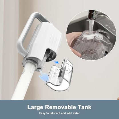 6-in-1 Steam Mop, 1200W Rotated Steam Cleaner for Home, 2 Modes, 400ML Removable Tank, 23FT Cord, 2 Washable Pads, Multi-Surface Steamer for Hard Floor, Laminate Floor, Tiles Cleaning (Pearl White)