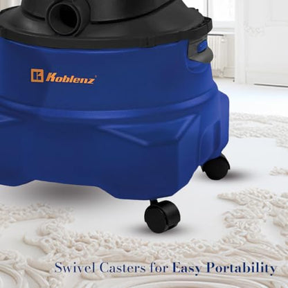 Koblenz WD-6 L212 Wet Dry Vacuum Cleaner, 6 Gallon, 4.5 PHP, 3-in-1 Suction & Blower, 16 ft Reach, Big Cleaner for Car, Shop Vacuum Wet and Dry, Swivel Casters, Black/Blue - size: 6 Gallon 4.5 HP