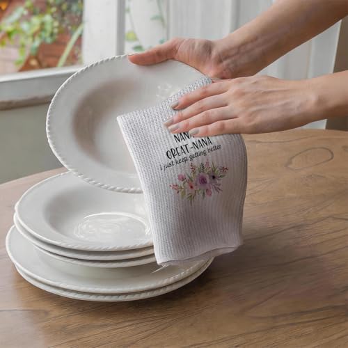 Great Grandma Dish Towels - Great Nana Gifts Reusable Dish Towel Waffle Weave Absorbent Kitchen Towels, Grandmas Hand Cloth Tea Towel, Grandma Gifts from Grandson Granddaughter (14×24 Inches) - color: Great Nana Quote
