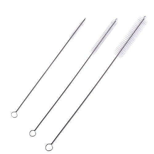 Honbay Straw Cleaner Brushes, nylon bristles stainless steel handle, Nylon Skinny Pipe Tube Cleaner - 20 Piece Value Pack - 6 mm bristles x 7" 175mm long - size: One Size