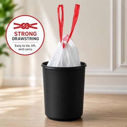 1.2 Gallon (240 Bags) Small White Drawstring Trash Bags Code A 4.5 Liter Bathroom Mini Garbage Bags 1 Gallon Wastebasket Can Liners for Home Office Bins, 240 Count