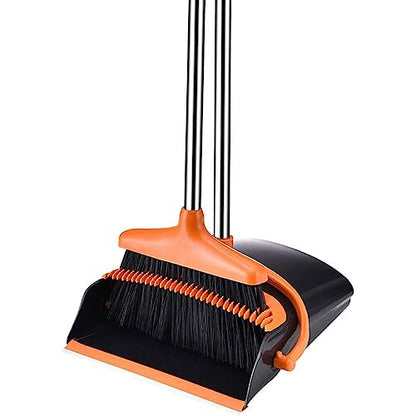 Upright Stand Up Broom and Dustpan Set for Home, Broom and Dustpan/Dustpan with Broom Combo with Long Handle for Home Kitchen Room Office Lobby Floor Use