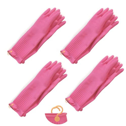 Myungjin Reusable Waterproof Non-Slip Dishwashing Household Cleaning Rubber Gloves with Hang-Dry Hook (4 Pairs/X-Large) - size: 4 Pairs / X-Large
