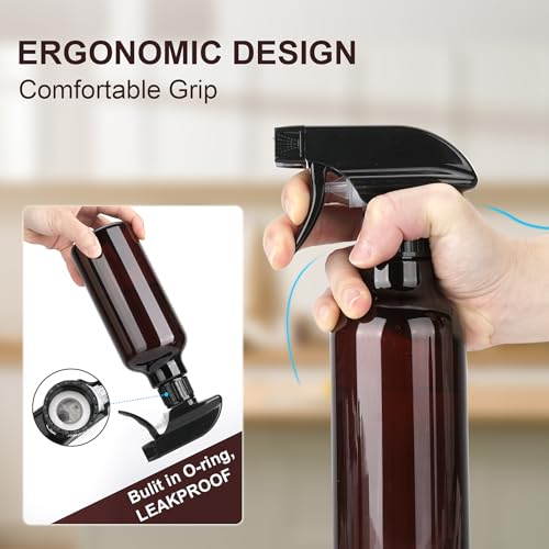 Spray Bottles Plastic Spray Bottle for Hair Mist/Stream Heavy Duty Empty Spray Bottles for Cleaning Solutions, Plants, Cooking (16.9oz-Brown+nozzle) - color: 16.9oz-Brown+nozzle