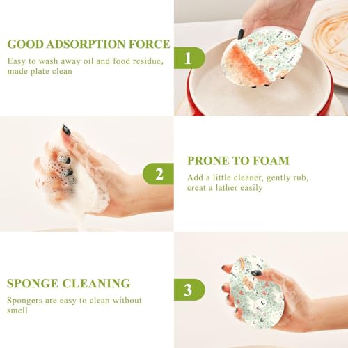 Singing Ghost Kitchen Scrub Sponges, Pop-up Kitchen Cleaning Sponges Reusable Dish Washing Sponges for Bathroom Household Cleaning 3 Pack - Non Scratch Scrubber