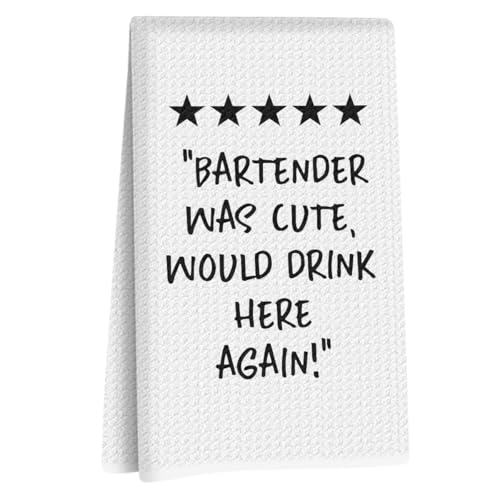 Bartender Gifts Dish Towels - Funny Bar Towels for Bartender, Reusable Dish Towel for Kitchen Bathroom Decor, Waffle Weave Absorbent Hand Cloth Tea Towel, Shaker Bartenders Hand Tea Towel 14×24 Inch - color: Bartender Gift