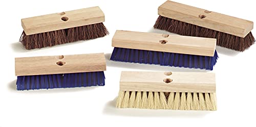 SPARTA Flo-Pac Palmyra Floor Scrubber, Deck Cleaning Brush, Outdoor Broom with Palmyra Bristles for Outdoor Surfaces, 10 Inches, Tan, (Pack of 12)