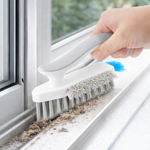 Window Gap Cleaner Brush,Multi-Function for Bathroom Kitchen Narrow Slot Cleaning Handle Clean Tools,White - color: Off-white