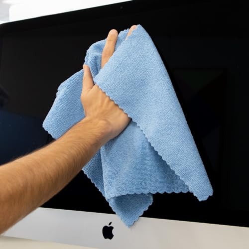 Arkwright Smart Rags Microfiber Cleaning Cloths, Pack of 50 in a Box, Lint Free 215 GSM Reusable Towels for Auto, Office and Household Cleaning, 16 x 16 in, Blue - color: Blue, size: 16 x 16 in