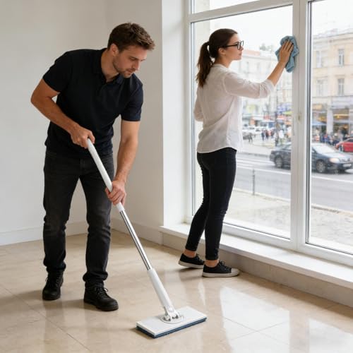 Zero S nap Grip Mini Mops, Retractable Ga p Dust Cleaner Flat Mops with 360° Rotating Head & Sweeping Cloths for Gaps & Multi- for Kitchen Bathroom Car Floor Home - color: White-m