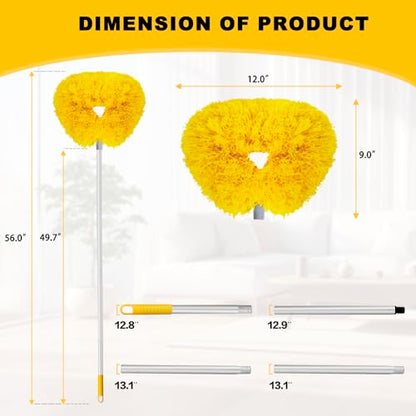 Ceiling Fan Cleaner Duster Reusable Microfiber Ceiling Fan Blade Cleaner Removable Duster with Extension Pole Adjusts 13 to 49.7 Inch for Cleaning Walls Bookshelves Furniture Door Window Top (Yellow) - color: Yellow