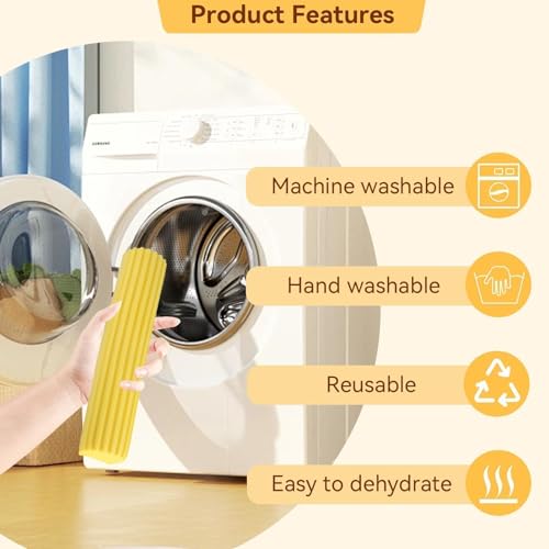 Sponge Mops for Floor Cleaning, Telescopic Handle Mop Squeegee Mop Mop Head Refills PVA Sponge Roller Replacements, Super Absorbent Roller Refill for Home Cleaning Tool, Yellow, Set of 2 （Only Head）
