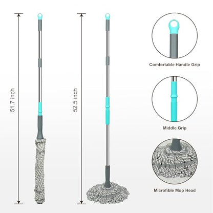 Self Wringing Mop - Easy Squeeze Twist Mop with 52.5 Inch Long Handle, Heavy Duty for Hardwood, Tile, Vinyl & Laminate Floors (Gray) - color: Gray001