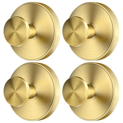 2026 Upgraded Drill-Free Suction Cup Hooks, Stainless Steel Suction Cup Hooks for Shower, Mirror, Wall, Bathroom, Glass, Hanging Towels - 4 Pack, Gold - color: Gold