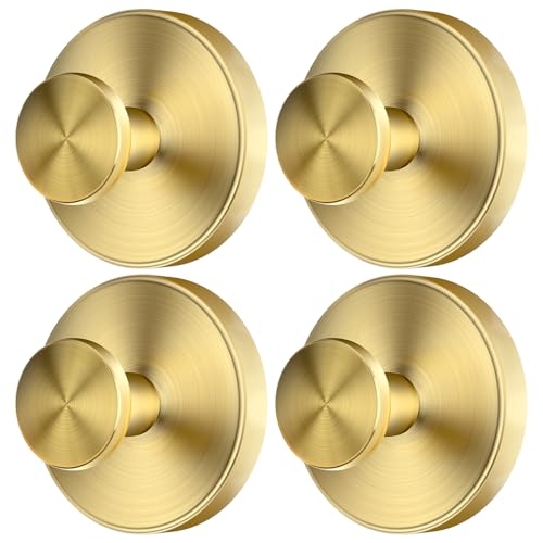 2026 Upgraded Drill-Free Suction Cup Hooks, Stainless Steel Suction Cup Hooks for Shower, Mirror, Wall, Bathroom, Glass, Hanging Towels - 4 Pack, Gold - color: Gold