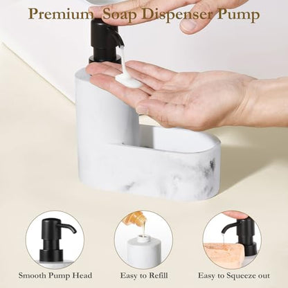 Shinowa Dish Soap Dispenser with Sponge Holder, Refillable Kitchen Dish Soap Dispenser Pump, 2-in-1 Countertop Accessories for Kitchen Sink and Bathroom, Gravel White - color: Gravel White