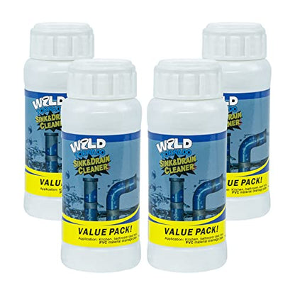Wild Tornado Pipe Dredge,Powerful Sink Cleaner Powder Fast Foaming for Kitchen Toilet Pipeline Quick Cleaning Tool（4pcs） - size: 4