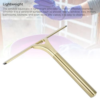 CHICIRIS 304 Stainless Steel Shower Squeegee, All Purpose Bathroom Cleaner Tool for Shower Glass Door Tile Wall Mirror Car, with Silicone Wiper and Suction Cup Hook (Gold) - size: Gold