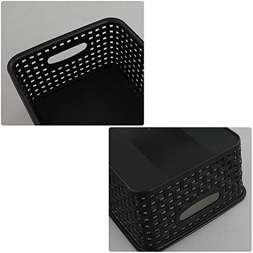 Kiddream Set of 6 Plastic Weave Storage Basket Pantry Organizing Bin (black) - color: black