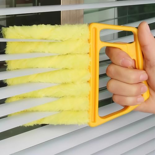 Mini Blind Cleaner Tool for Window Blinds, Microfiber Handheld Blind Duster with Reusable Sleeves, Easy Dusting Brush for Car and Home, Effective Shutter and Vent Cleaning Tool, Yellow - color: Yellow