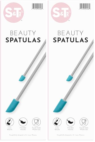 S&T INC. Makeup Spatula, Large and Mini Silicone Spatula Set for Cosmetics, Shampoo, Hair Care, and Skin Care Products, 2 Piece Set, Grey/Teal (Pack of 2) - color: Grey/Teal, size: 4 Pack