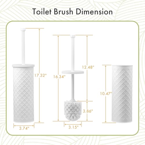 Toilet Bowl Brush and Holder Set 2 Pack with 4 Extra Brush Heads | Extra Long Handle with Splash Guard Cover, Tool-Free Installation, Bathroom Space-Saving, Cleaner Sets for Apartments, RV (White) - color: White