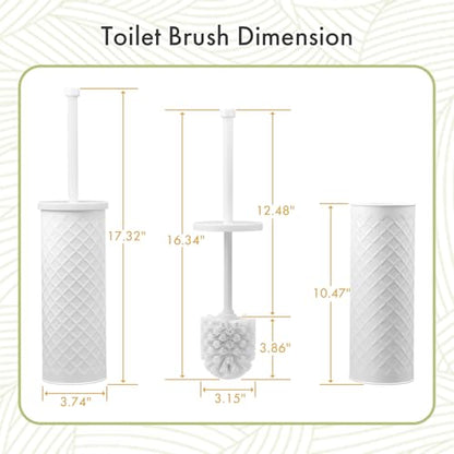 Toilet Bowl Brush and Holder Set 2 Pack with 4 Extra Brush Heads | Extra Long Handle with Splash Guard Cover, Tool-Free Installation, Bathroom Space-Saving, Cleaner Sets for Apartments, RV (White) - color: White