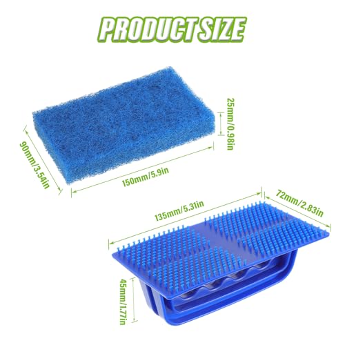 5 Pack Electric Cleaning Brush Pad Kitchen Bathroom Household Cleaning Pad Swimming Pool wall Cleaning Brush Heavy Duty Griddle Scrubber Scouring Pad and 1 Pack Handle kit(Blue) - color: Blue