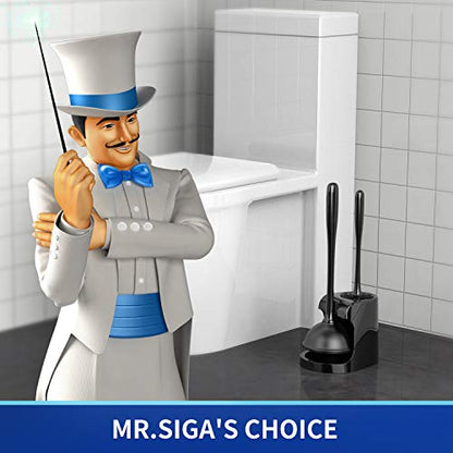 MR.SIGA Toilet Plunger and Bowl Brush Combo for Bathroom Cleaning, Black, 2 Sets - color: Black