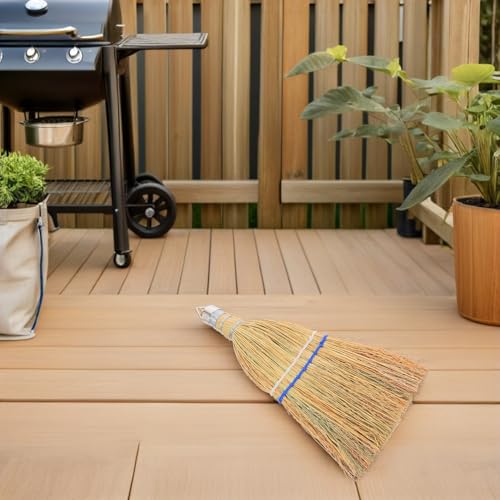 Ipetboom Heavy Duty Outdoor Yard Broom with Straw Bristles, Portable Hand Broom for Garage, Patio, and Garden Cleaning, Hanging Ring for Easy Storage, Concrete and Driveway Sweeping Tool
