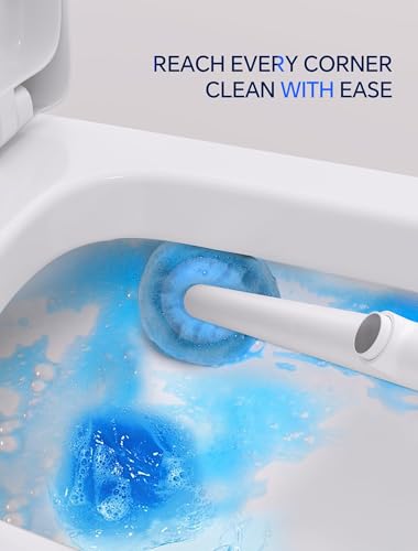 LFBEAR Disposable Toilet Brush Wand, Wall Mounted Toilet Cleaner Kit with Holder, 12 Refills Replacement Heads for Bathroom Cleaning - size: Toilet Brush + 12 Refills