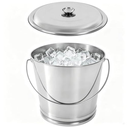 15Qt/3.7Gal Stainless Steel Bucket Milk Metal Pail Ice Bucket Compost Bin | Compost Bucket Milk Pail Scrap Slop Food Waste Garbage Pails Kitchen Farms Kennels with Lid and Handle - size: 14L/14.8 Qt/3.7Gal:11.81*11.81*11.81 inch