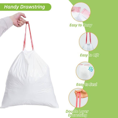 MakMeFre 4Gallon Drawstring Small Kitchen Trash Bags,Clean Fresh Scent and Heavy Duty Garbage Bags(100 Count,45x50cm) - style: 4Gallon(100Counts)White