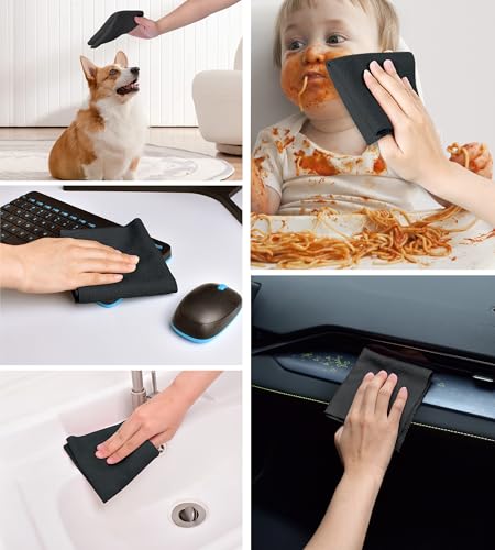 KitchLife Microfiber Cleaning Cloth Roll - Tear-Away Reusable Microfiber Paper Towels, Lint-Free, Washable, 20 Sheets for Kitchen, Car, Dishes, and Sensitive Surfaces (Black) - color: Black