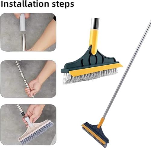 2-in-1 Bathroom Cleaning Brush with Wiper - Long Handle 180° Rotate Toilet Brush, Tiles Cleaning, Floor Scrub for Kitchen and Bathroom Accessories (2 Cling)