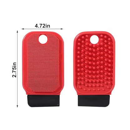 Silicone Dish Scrubber, Vegetable Brush, 2-in-1 Scrubber and Scraper for Fruits, Vegetables and Kitchenware with Dual-Sided Comb&Scraper,Hanging Hole for Easy Storage (Red) - color: Red