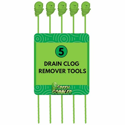 Green Gobbler Hair Grabber Drain Snake - 5 Pack (Great for Sink & Shower Clogs)