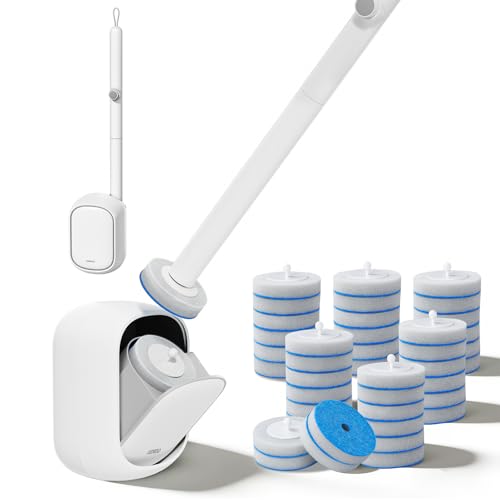 JUDRDO Disposable Toilet Brush,Toilet Bowl Cleaner,Wall Mounted Toilet Bowl Brush with 36 Refills for Deep Toilet Cleaning,Toilet Brush and Holder Set for Hygienic Bathroom Maintenance - size: 1 Brush+36 Refills