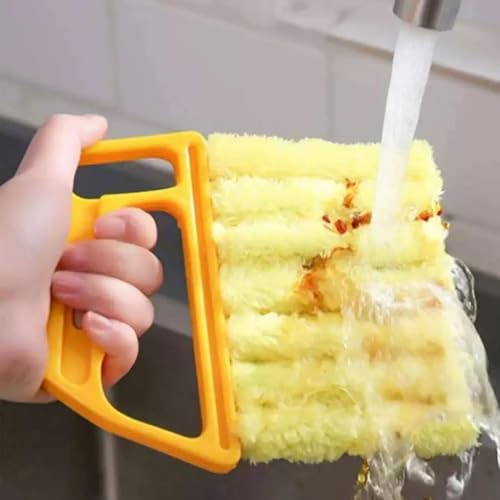 Washable Blind Cleaner Duster Tool, Removable Shutter Cleaner Brush with 7 Slat, Handheld Brush for Air Conditioner Blinds Dust Dirt