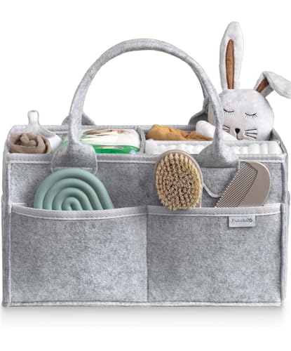 PUTSKA Baby Diaper Caddy Organizer - Nursery Storage Basket for Diaper Station, Baby Basket Shower List and Registry Gift Must-Haves, Newborn Essentials, Nursery Decor for Boy or Girl - Grey, XL - color: Grey, size: Extra Large